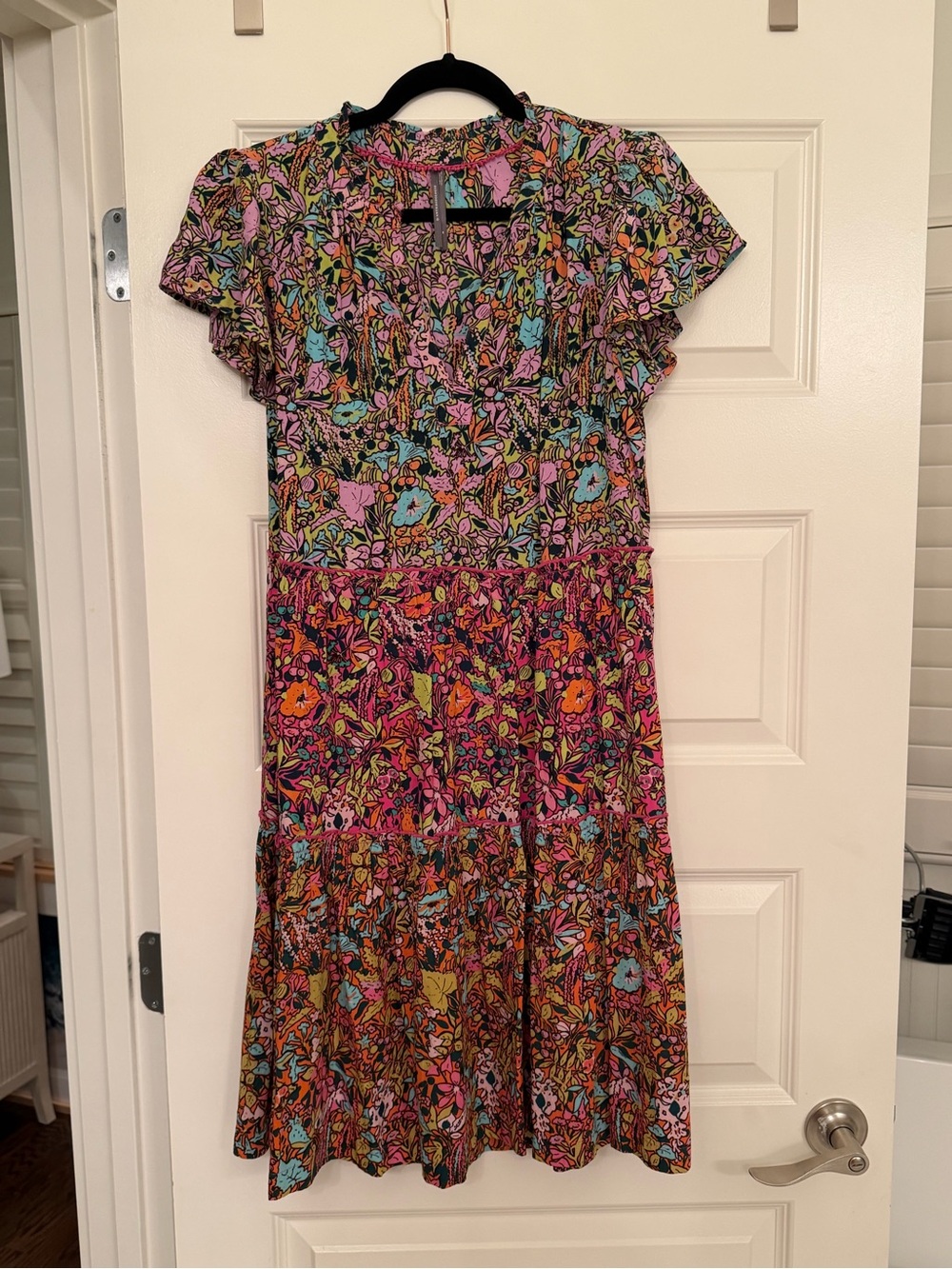 Anthropologie Floral Multi-colored Tiered Dress